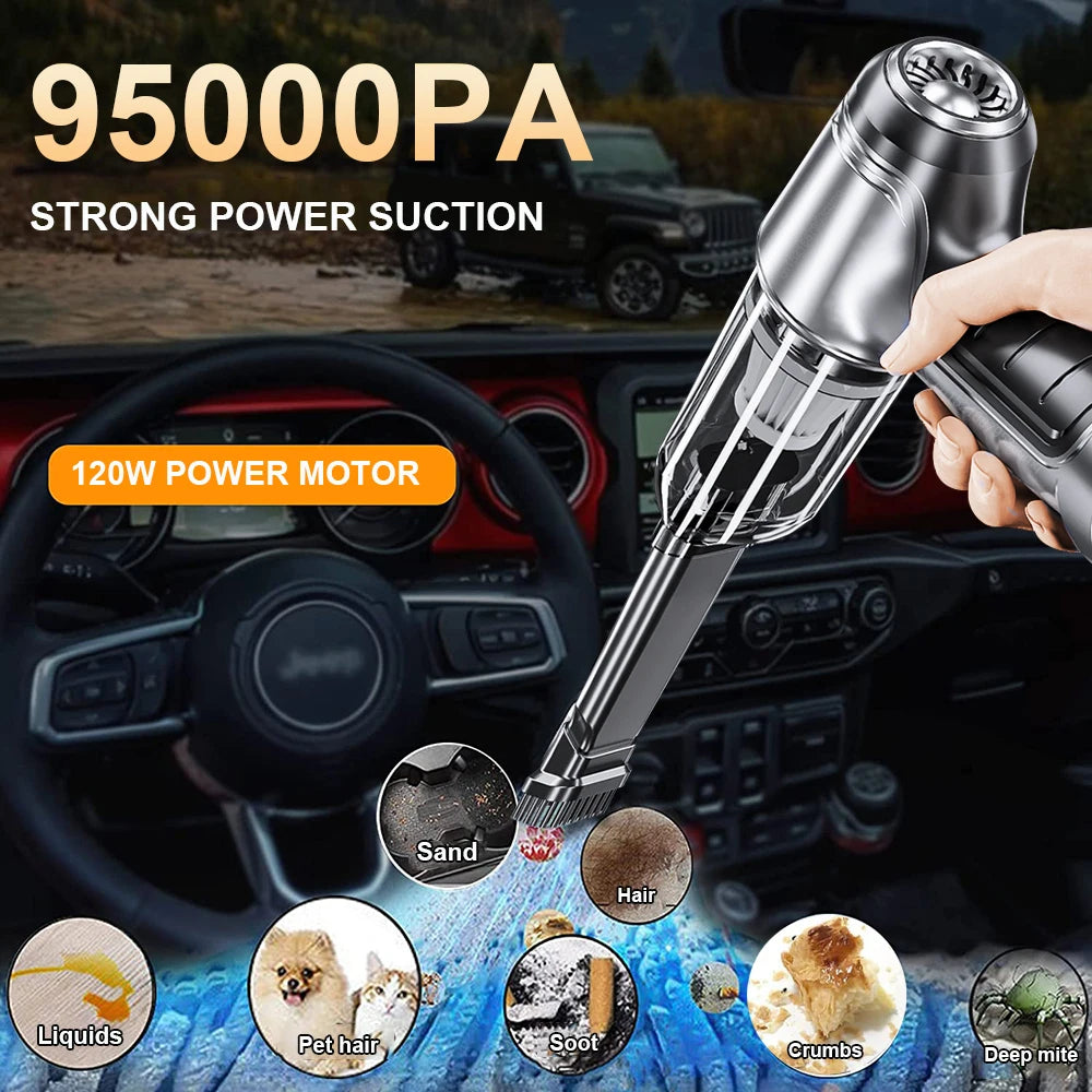Portable Wireless Car Vacuum Cleaner – 95000Pa High Power Rechargeable Handheld Vacuum