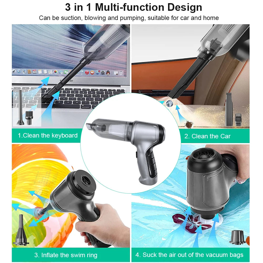 Portable Wireless Car Vacuum Cleaner – 95000Pa High Power Rechargeable Handheld Vacuum