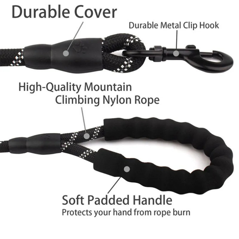 Reflective Dog Leash with Comfortable Padded Handle – Heavy Duty Training Lead
