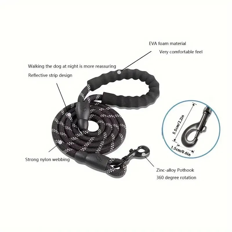 Reflective Dog Leash with Comfortable Padded Handle – Heavy Duty Training Lead