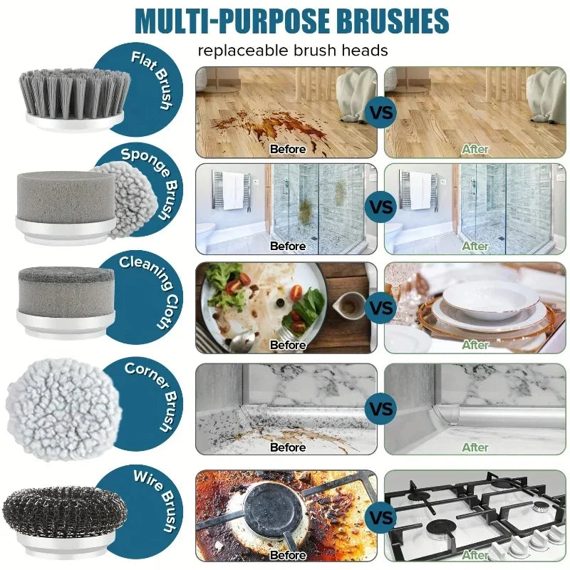 Cordless Electric Spin Scrubber | Powerful Bathroom & Kitchen Cleaning Brush