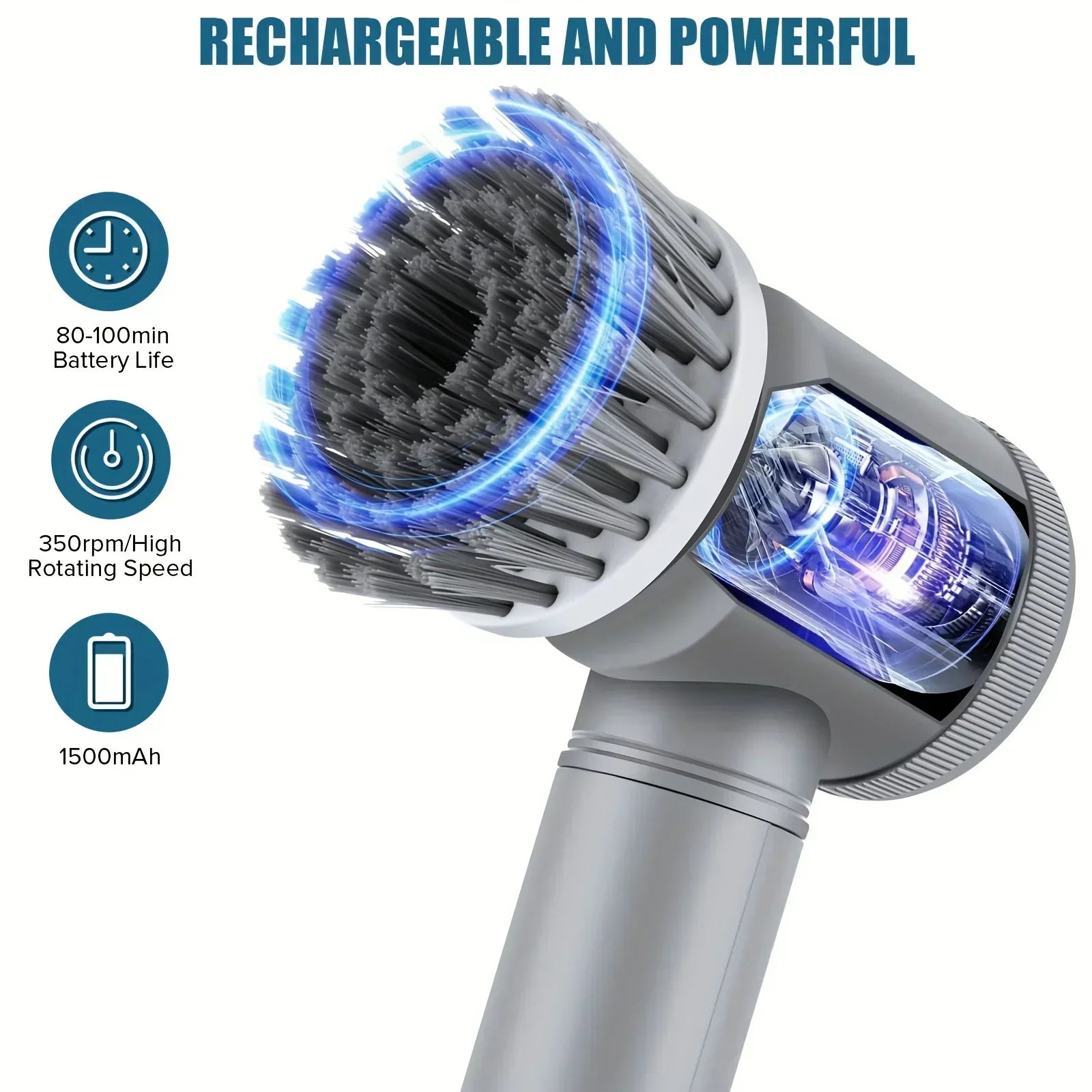 Cordless Electric Spin Scrubber | Powerful Bathroom & Kitchen Cleaning Brush