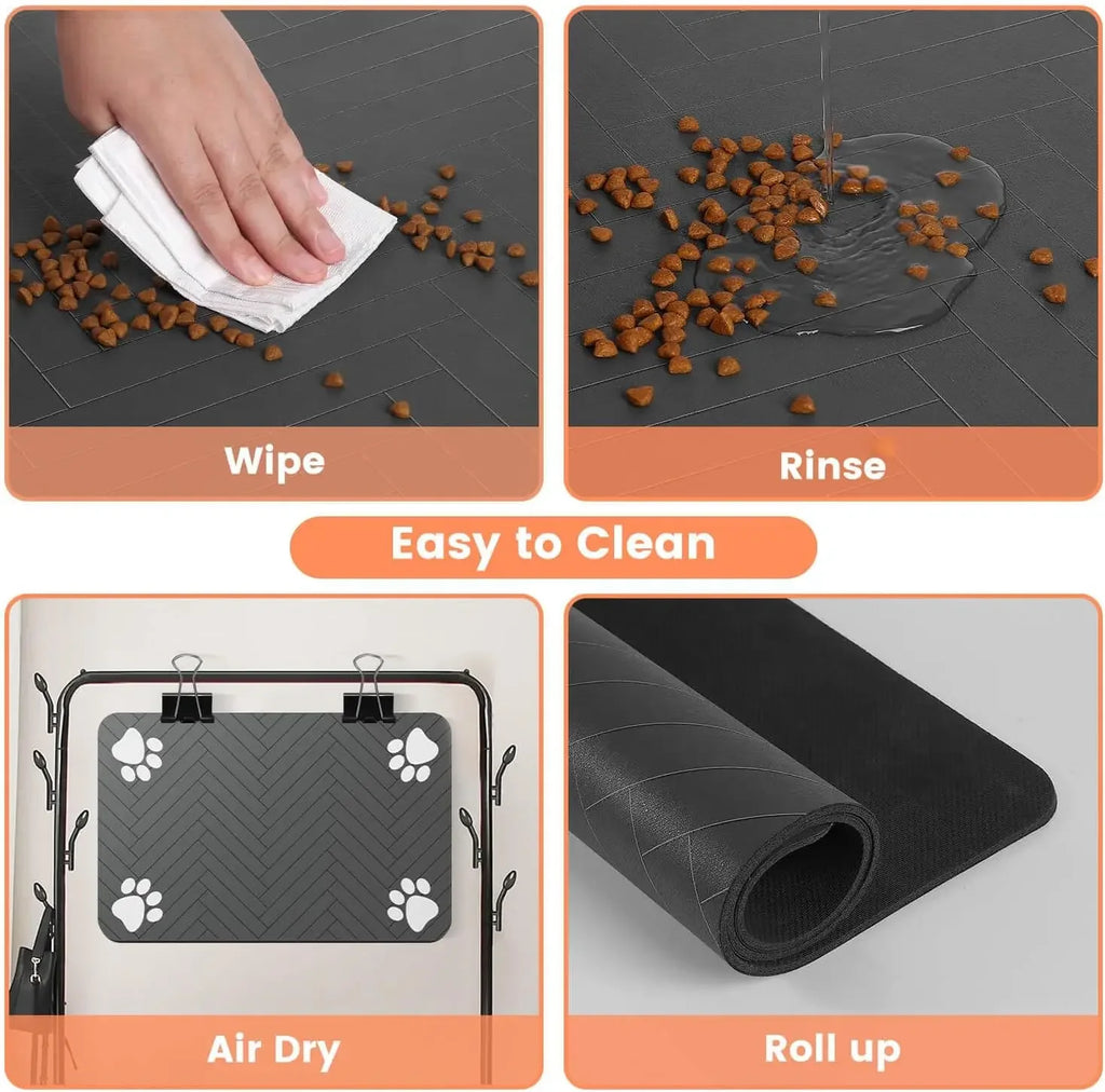 Absorbent Pet Feeding Mat – Waterproof Food & Water Bowl Placemat for Dogs & Cats