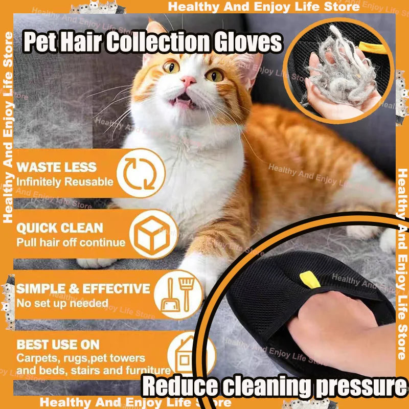 Pet Hair Remover Grooming Glove – Reusable Fur Cleaning Mitt