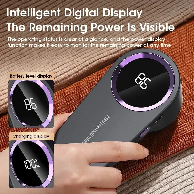 LED Digital Lint Remover – USB Rechargeable Fabric Shaver for Clothes & Furniture