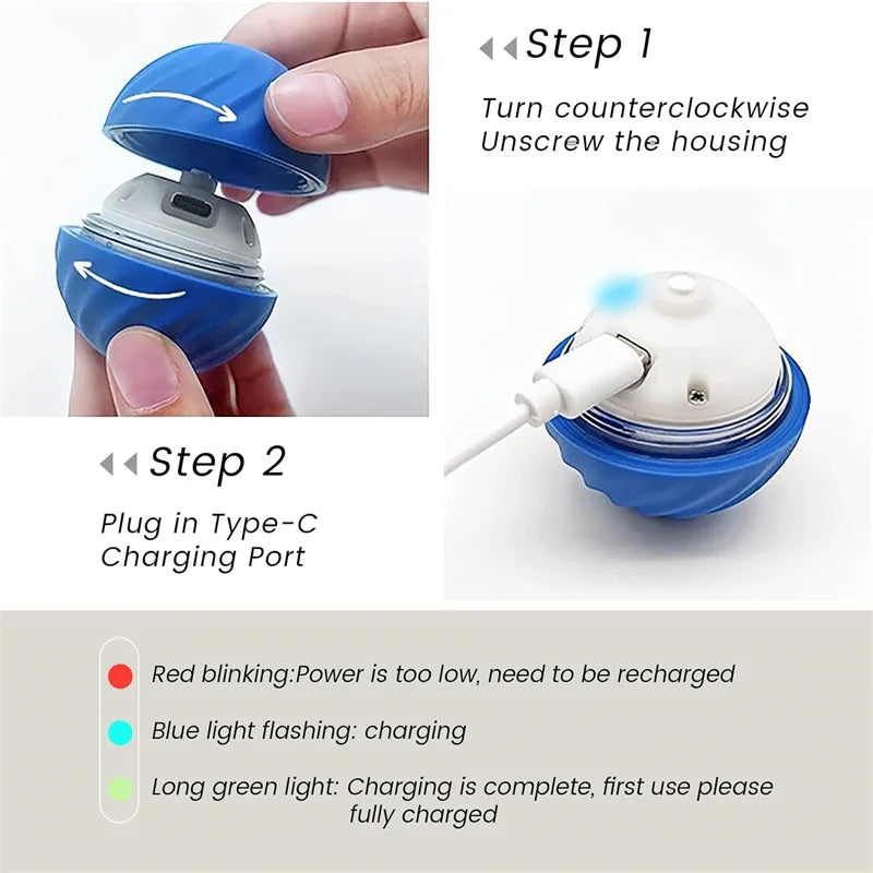 Interactive Automatic Rolling Ball for Dogs & Cats – USB Rechargeable Smart Pet Toy