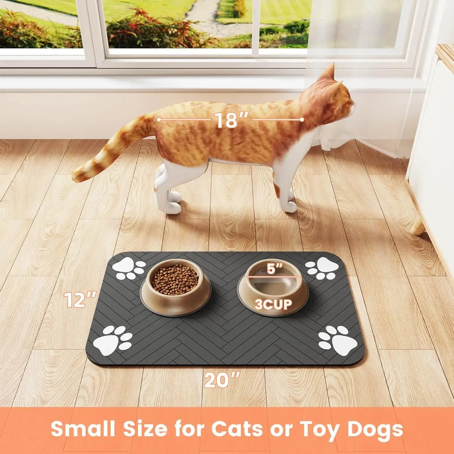 Absorbent Pet Feeding Mat – Waterproof Food & Water Bowl Placemat for Dogs & Cats